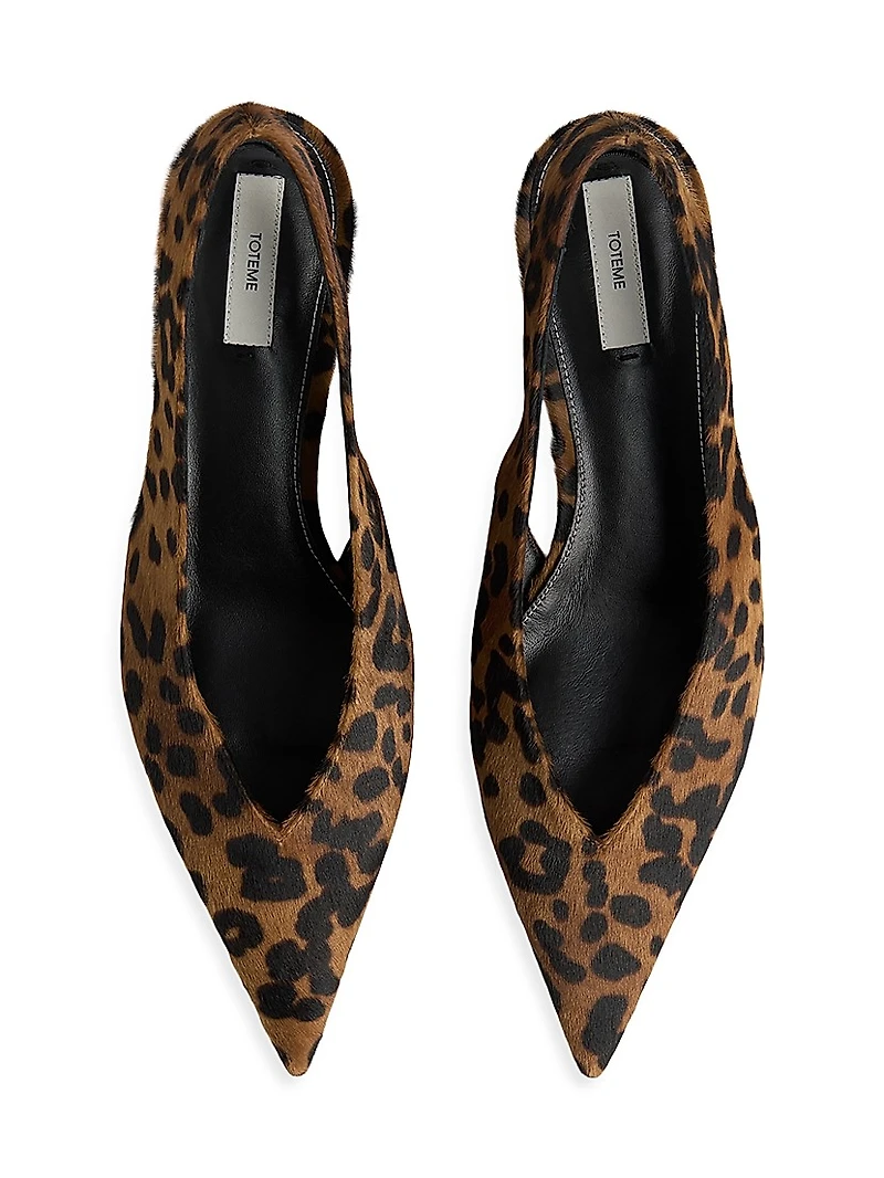 40MM Printed Pony Hair Slingback Pumps