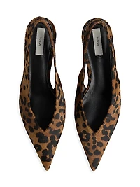 40MM Printed Pony Hair Slingback Pumps