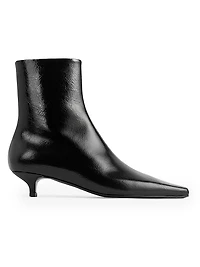 Slim Glossy Leather Ankle Boots