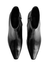 Slim Glossy Leather Ankle Boots