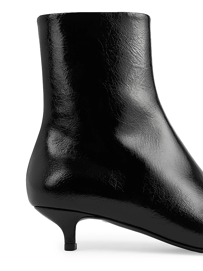 Slim Glossy Leather Ankle Boots