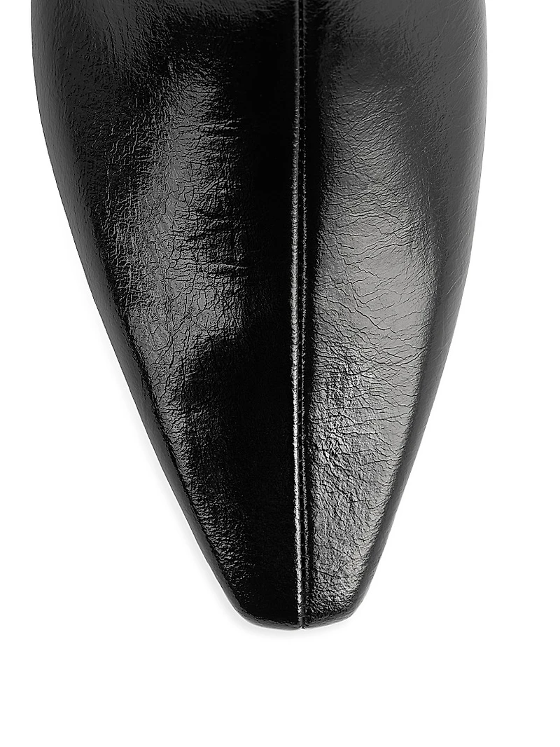 Slim Glossy Leather Ankle Boots