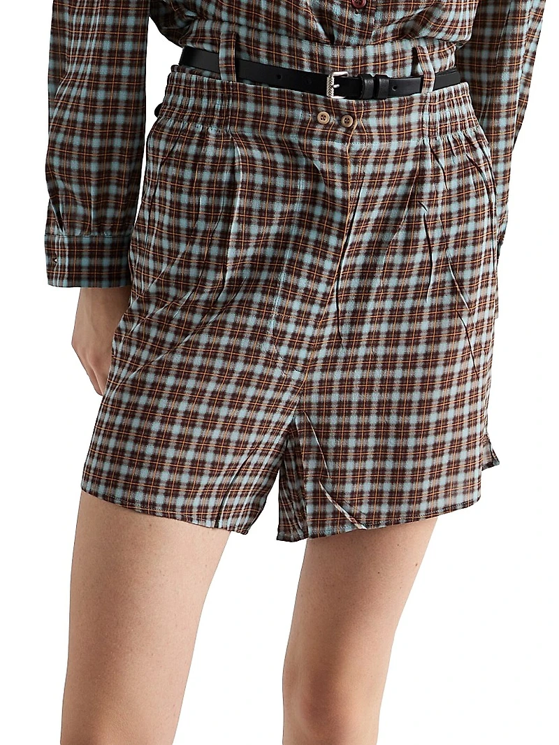 Checked Georgette Shorts