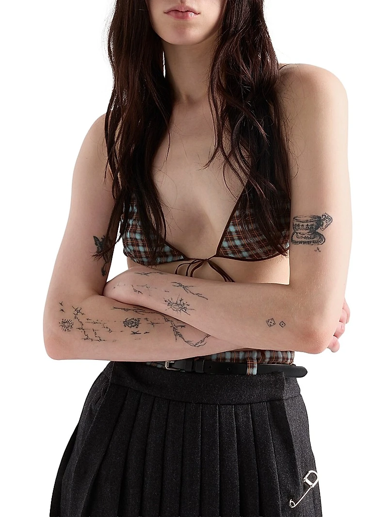 Checked Georgette Bra Top