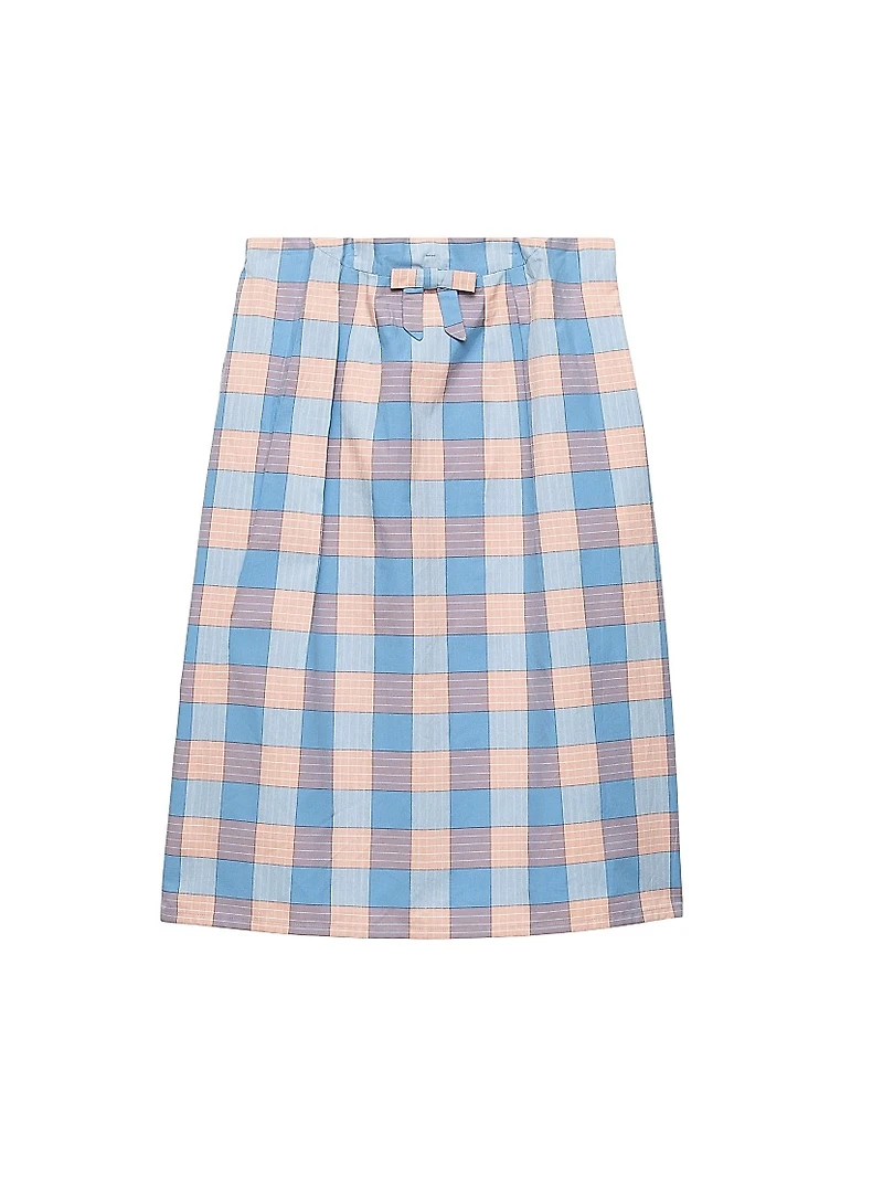 Checked Poplin Midi Skirt