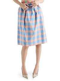 Checked Poplin Midi Skirt