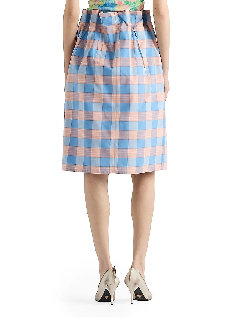 Checked Poplin Midi Skirt