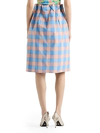 Checked Poplin Midi Skirt