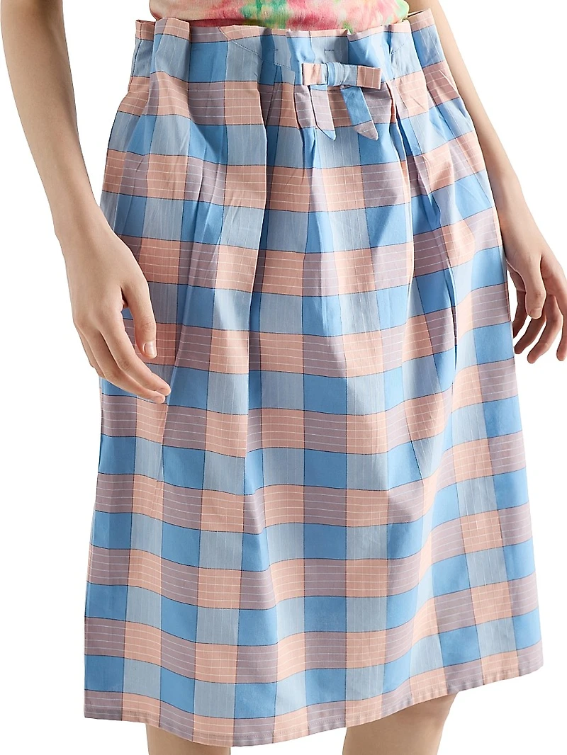 Checked Poplin Midi Skirt