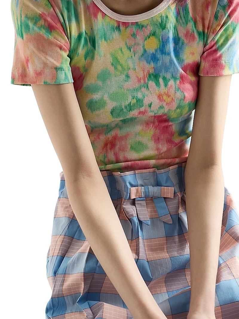 Checked Poplin Midi Skirt