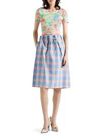 Checked Poplin Midi Skirt