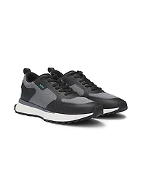 Mixed-Material Trainers with Mesh Details and Branding