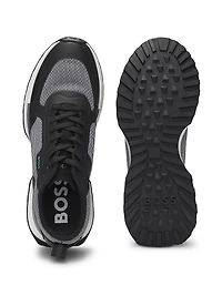 Mixed-Material Trainers with Mesh Details and Branding