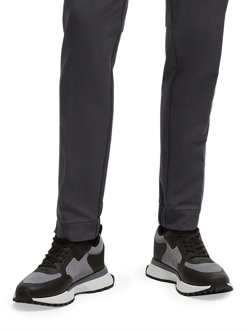 Mixed-Material Trainers with Mesh Details and Branding