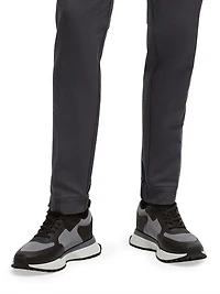 Mixed-Material Trainers with Mesh Details and Branding