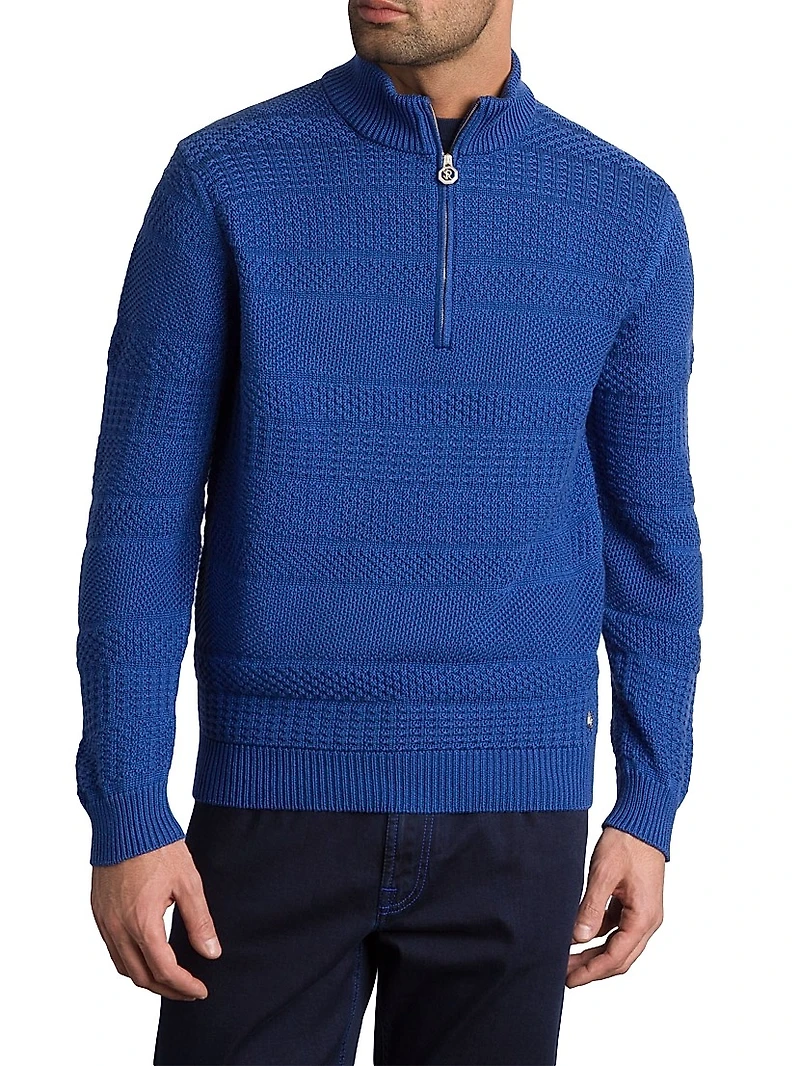 Silk and Cotton Knit Mockneck Sweater