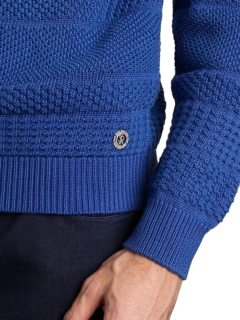 Silk and Cotton Knit Mockneck Sweater