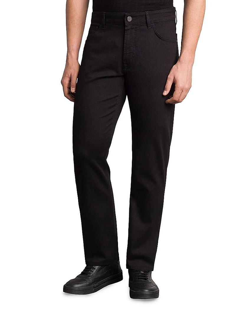 Cotton Blend Tapered Jeans