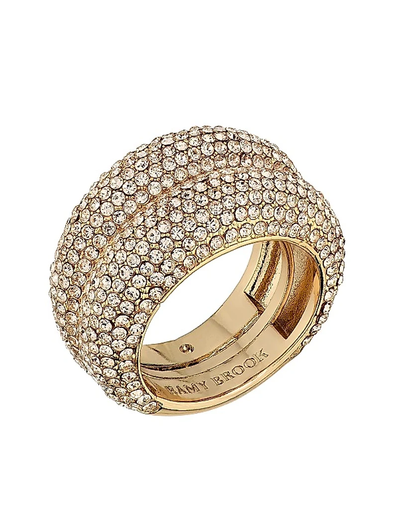 Khatia Goldtone & Crystal Domed Ring