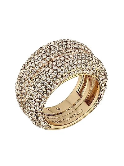 Khatia Goldtone & Crystal Domed Ring