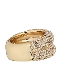 Khatia Goldtone & Crystal Domed Ring