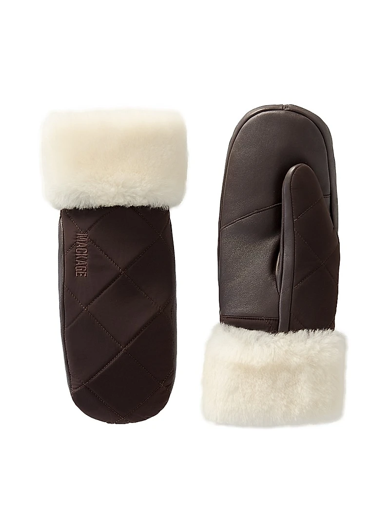 Jazmina Shearling-Trim Quilted Down Mittens