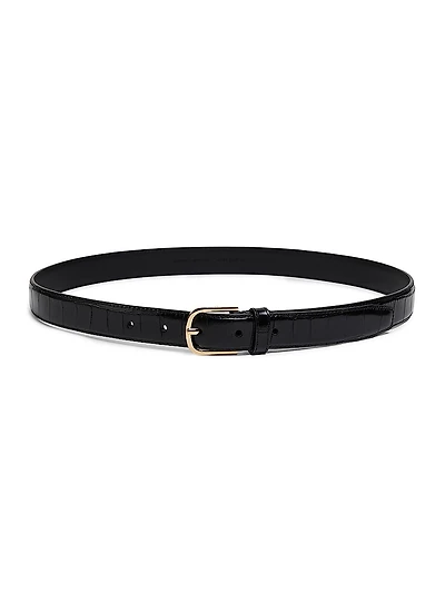 Slim Croc-Embossed Leather Belt