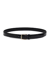 Slim Croc-Embossed Leather Belt