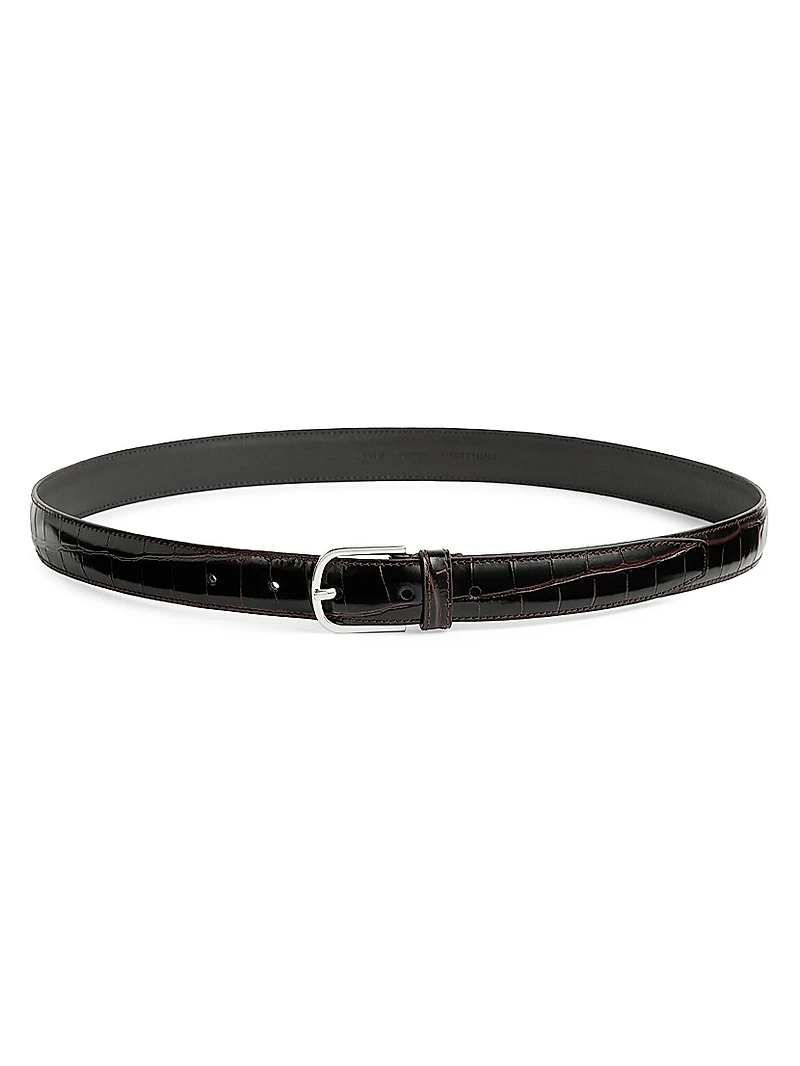 Croc Embossed Leather Belt