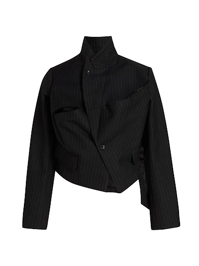 Pinstriped Wool Blazer