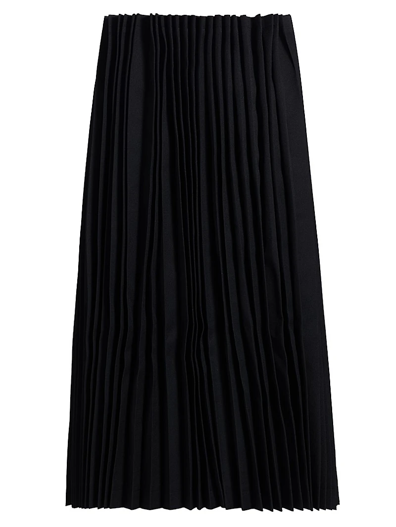 Pleated Godet Midi-Skirt