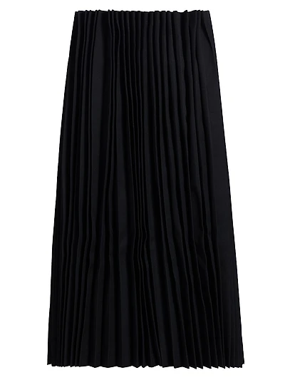 Pleated Godet Midi-Skirt