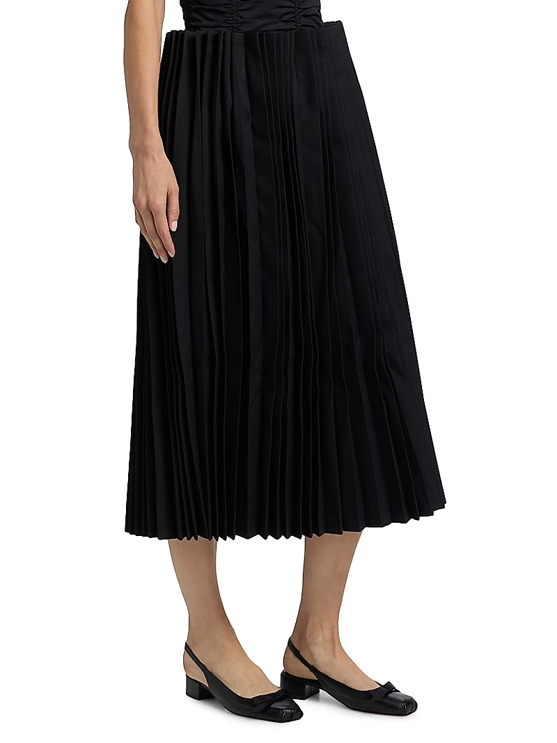 Pleated Godet Midi-Skirt