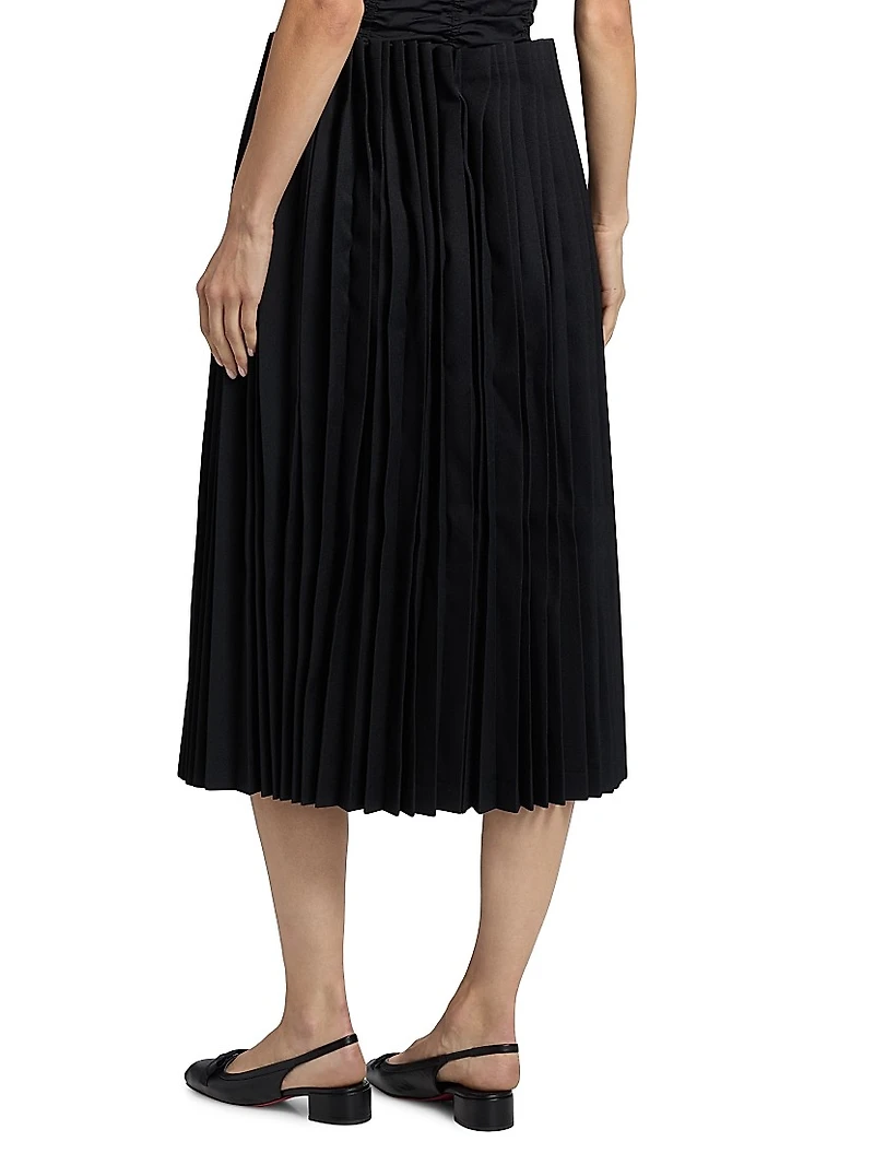 Pleated Godet Midi-Skirt