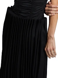 Pleated Godet Midi-Skirt