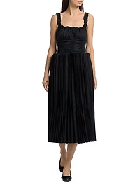 Pleated Godet Midi-Skirt