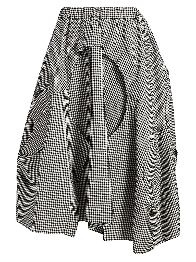 Gingham Wool Midi-Skirt