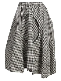 Gingham Wool Midi-Skirt