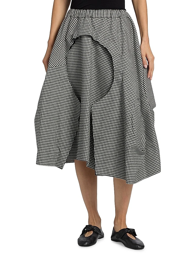 Gingham Wool Midi-Skirt
