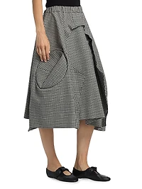 Gingham Wool Midi-Skirt