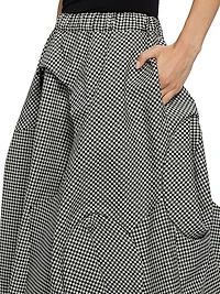 Gingham Wool Midi-Skirt