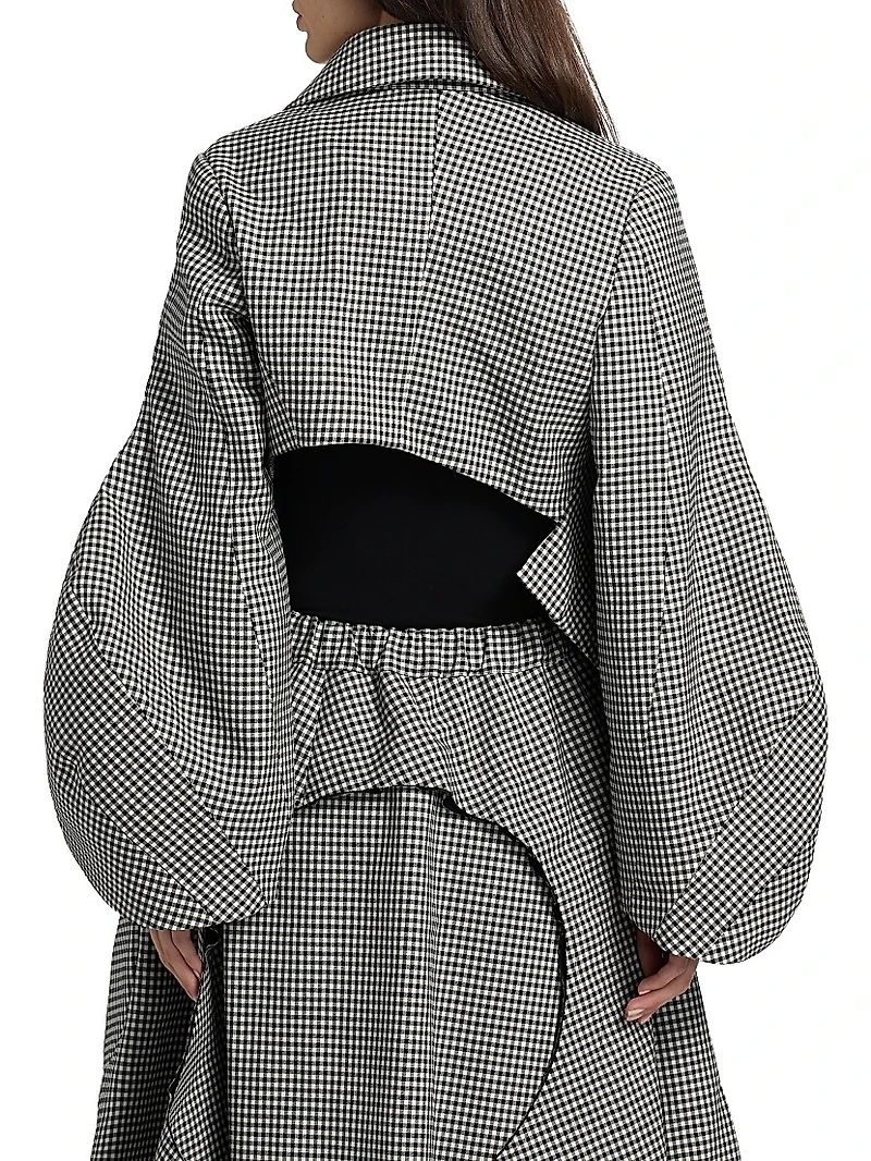 Gingham Wool Crop Blazer