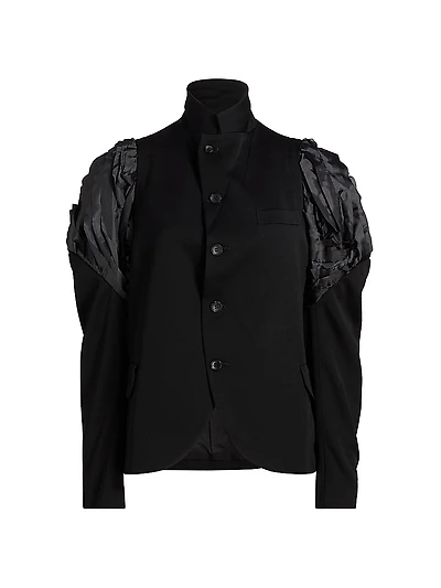 Textured Shoulder Mix-Media Jacket
