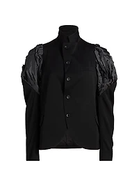 Textured Shoulder Mix-Media Jacket