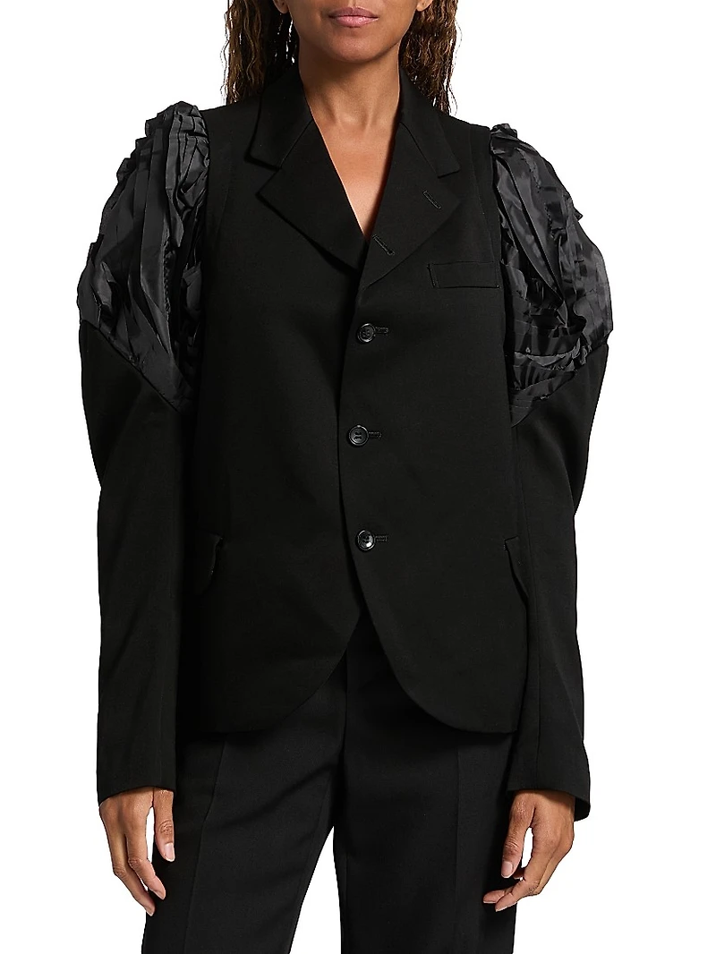 Textured Shoulder Mix-Media Jacket