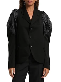 Textured Shoulder Mix-Media Jacket