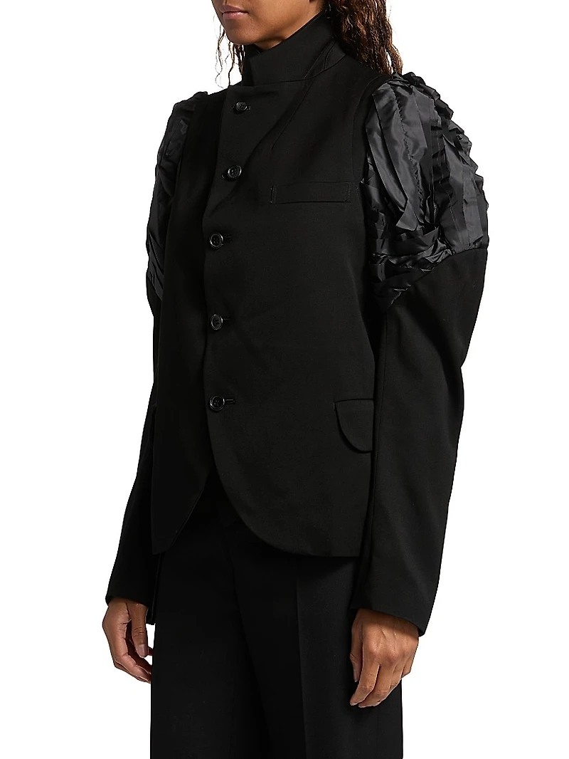 Textured Shoulder Mix-Media Jacket