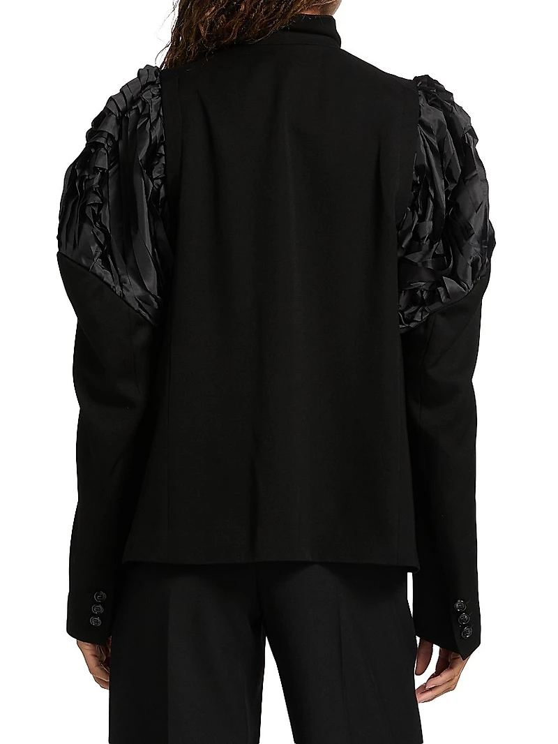 Textured Shoulder Mix-Media Jacket