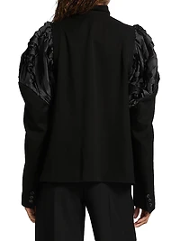 Textured Shoulder Mix-Media Jacket
