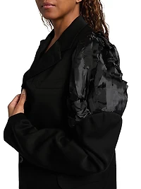 Textured Shoulder Mix-Media Jacket